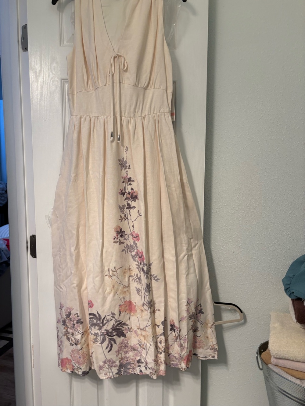 Taylor Cream Maxi Dress with Pink and Purple Floral Print
